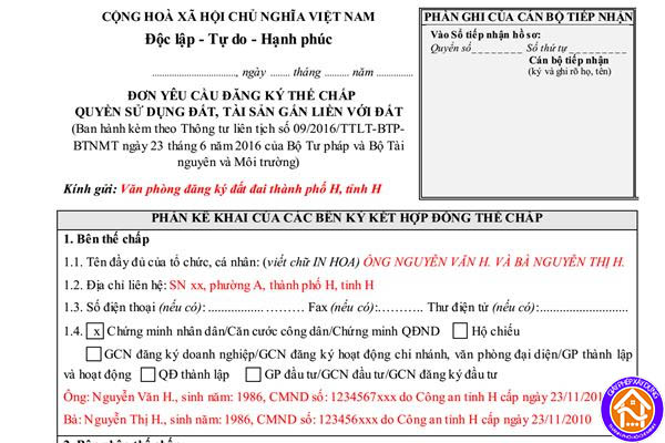 (6) Mục "Những giấy tờ nộp kèm theo":