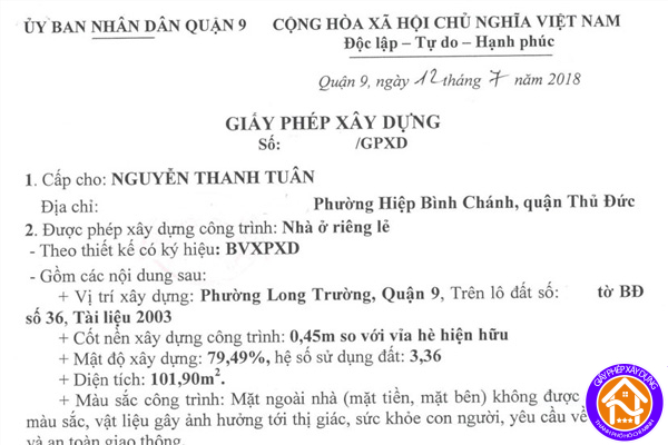 Dịch vụ xin giấy phép xây dựng Quận 9 trọn gói 3 Hồ sơ xin giấy phép xây dựng Quận 9 trọn gói